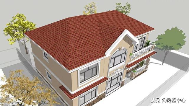 雙層歐式別墅設(shè)計(jì)圖，自帶車庫和露臺(tái)，老少皆宜。