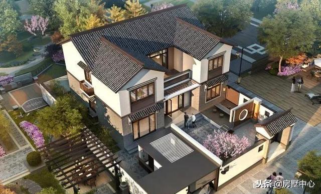 新中式園林別墅設計圖，一間中庭連兩家，兄弟同心父母樂！