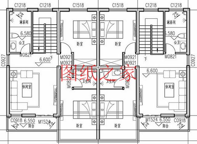 3套兄弟雙拼別墅戶型平面圖，比獨(dú)棟更美觀大氣！