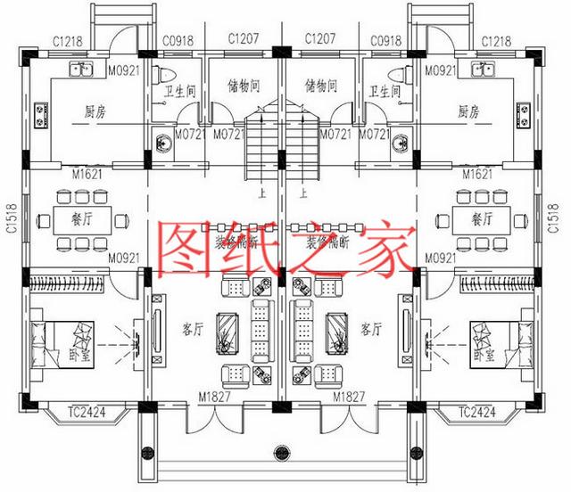 3套兄弟雙拼別墅戶型平面圖，比獨(dú)棟更美觀大氣！