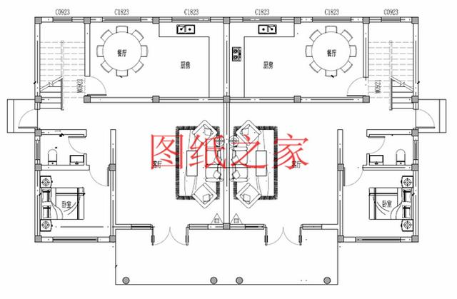 3套兄弟雙拼別墅戶型平面圖，比獨(dú)棟更美觀大氣！