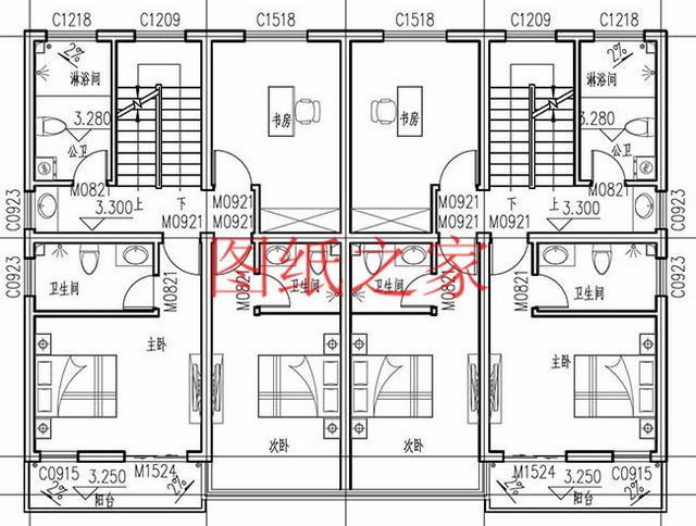 3套兄弟雙拼別墅戶型平面圖，比獨(dú)棟更美觀大氣！