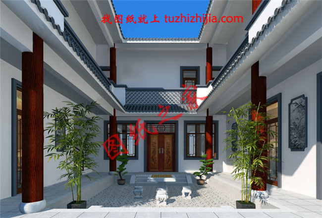 四合院設(shè)計效果圖及平面圖及全套施工圖紙