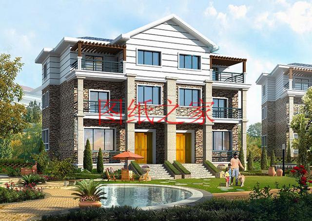 5套三層雙拼別墅方案，單戶(hù)100平左右，對(duì)稱(chēng)設(shè)計(jì)彰顯房屋氣勢(shì)！