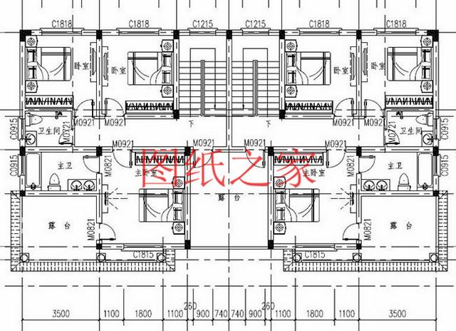 5套三層雙拼別墅方案，單戶(hù)100平左右，對(duì)稱(chēng)設(shè)計(jì)彰顯房屋氣勢(shì)！