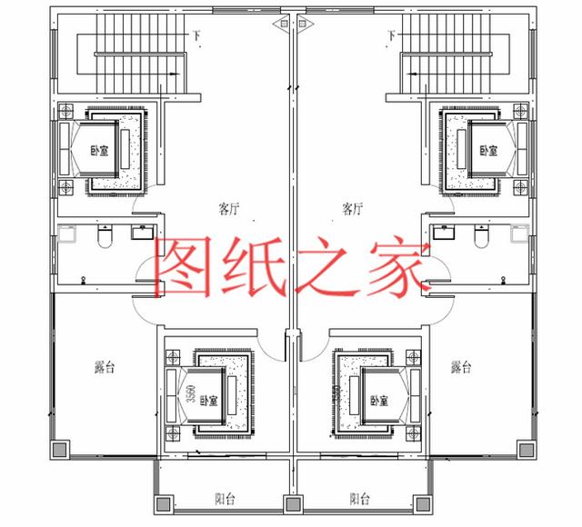 5套三層雙拼別墅方案，單戶(hù)100平左右，對(duì)稱(chēng)設(shè)計(jì)彰顯房屋氣勢(shì)！