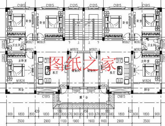 5套三層雙拼別墅方案，單戶(hù)100平左右，對(duì)稱(chēng)設(shè)計(jì)彰顯房屋氣勢(shì)！