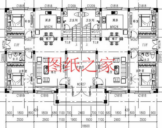 5套三層雙拼別墅方案，單戶(hù)100平左右，對(duì)稱(chēng)設(shè)計(jì)彰顯房屋氣勢(shì)！