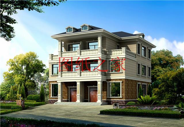 5套三層雙拼別墅方案，單戶(hù)100平左右，對(duì)稱(chēng)設(shè)計(jì)彰顯房屋氣勢(shì)！