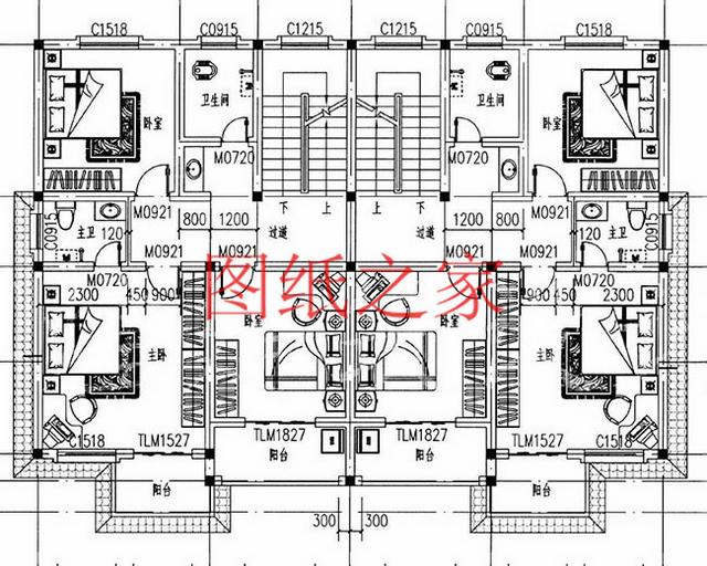 5套三層雙拼別墅方案，單戶(hù)100平左右，對(duì)稱(chēng)設(shè)計(jì)彰顯房屋氣勢(shì)！