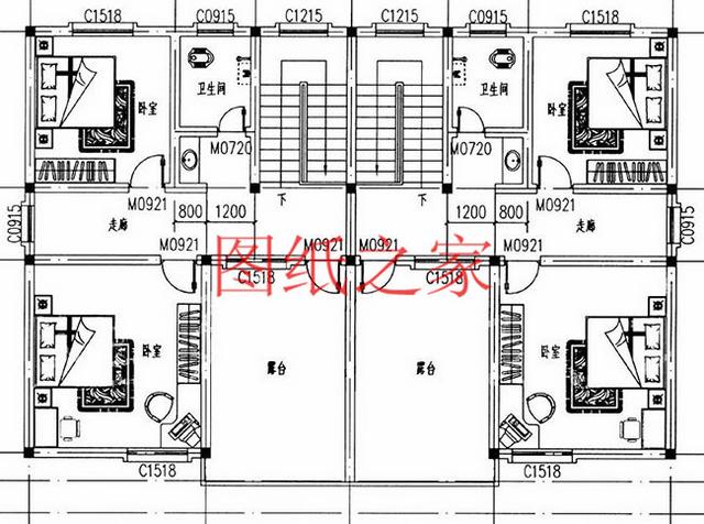 5套三層雙拼別墅方案，單戶(hù)100平左右，對(duì)稱(chēng)設(shè)計(jì)彰顯房屋氣勢(shì)！