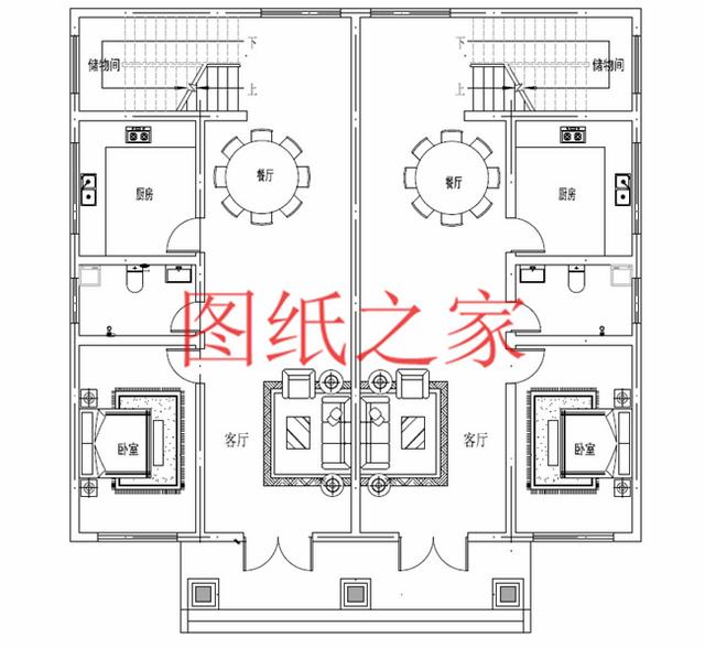 5套三層雙拼別墅方案，單戶(hù)100平左右，對(duì)稱(chēng)設(shè)計(jì)彰顯房屋氣勢(shì)！