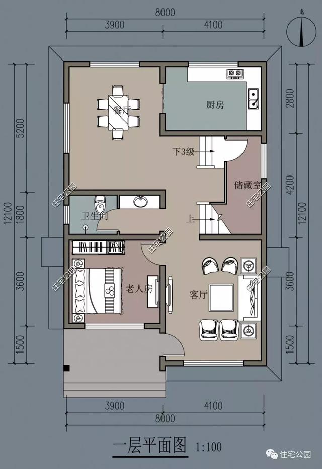 面寬8米的二層農(nóng)村自建小別墅，平屋頂方便晾曬