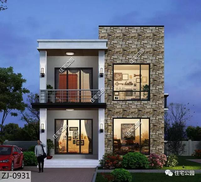 面寬8米的二層農(nóng)村自建小別墅，平屋頂方便晾曬