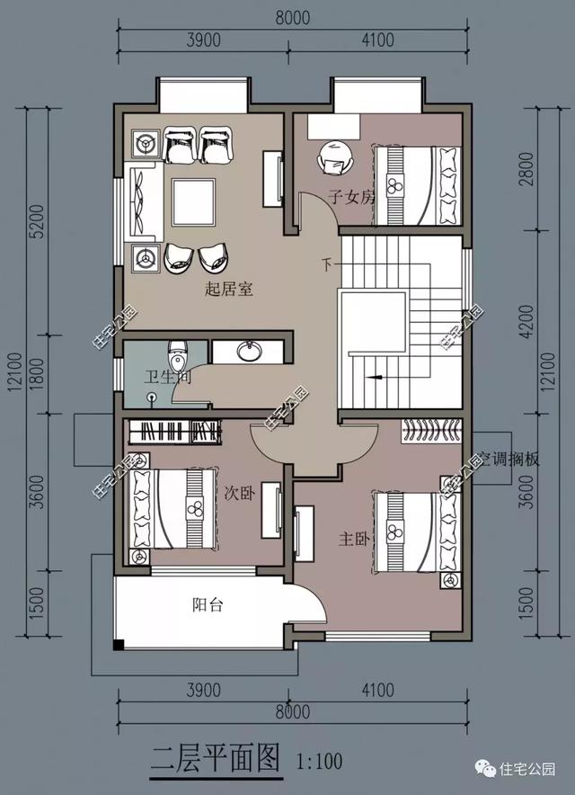 面寬8米的二層農(nóng)村自建小別墅，平屋頂方便晾曬