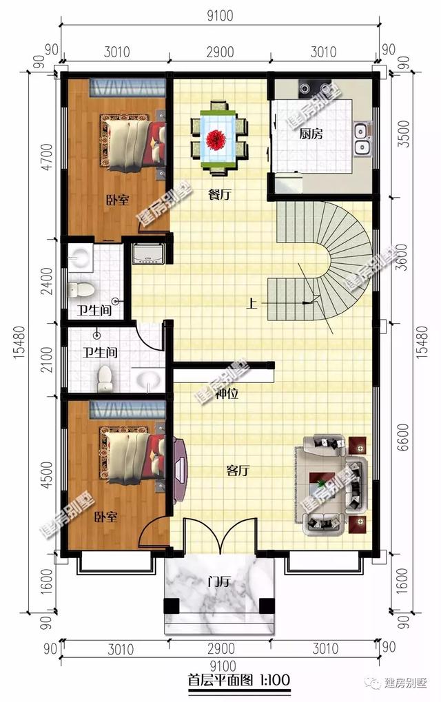 面寬很窄的農村自建別墅，第一棟25萬，第二棟四層好喜慶
