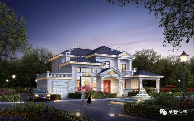 這款別墅設(shè)計(jì)圖顏值高上檔次，車庫(kù)+獨(dú)立餐廚，建一棟衣錦還鄉(xiāng)