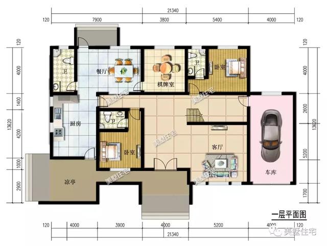 這款別墅設(shè)計(jì)圖顏值高上檔次，車庫(kù)+獨(dú)立餐廚，建一棟衣錦還鄉(xiāng)