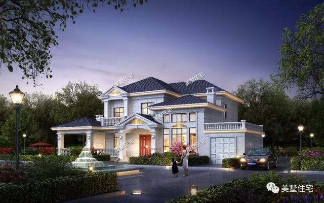 這款別墅設(shè)計(jì)圖顏值高上檔次，車庫(kù)+獨(dú)立餐廚，建一棟衣錦還鄉(xiāng)