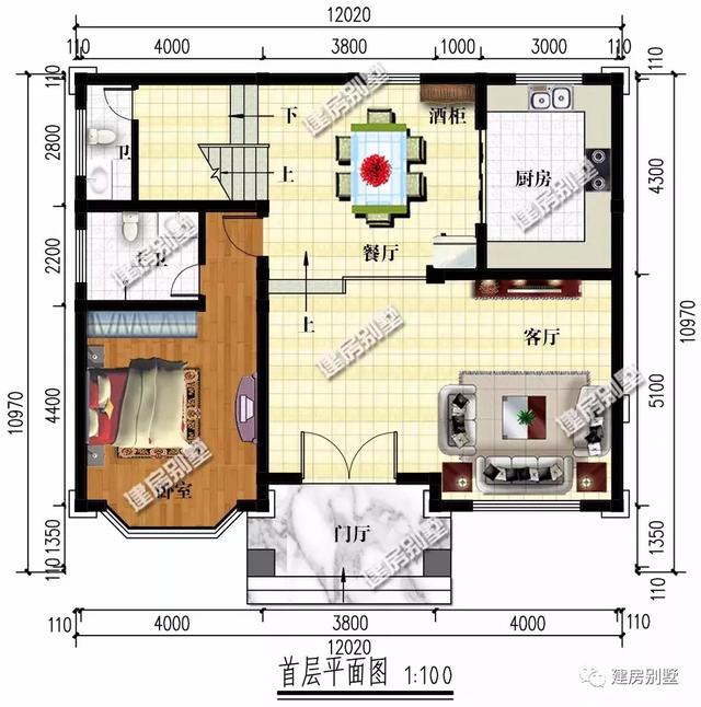 12×10.9米農(nóng)村三層別墅設(shè)計(jì)方案，衣物晾曬空間處理得非常巧妙
