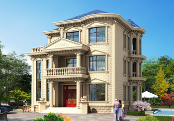 150平米左右歐式三層鄉(xiāng)村別墅設(shè)計(jì)圖，客廳中空