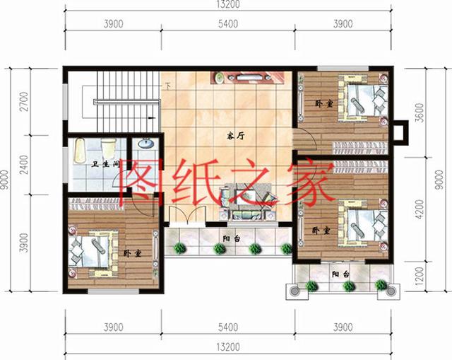 13x10米三層實(shí)用戶型，1帶車庫，1、3都有露臺(tái)，造價(jià)只要30萬！