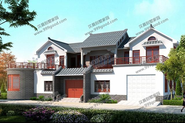 帶露臺中式三合院農(nóng)村別墅，2套帶車庫，占地170平的第2款才26萬