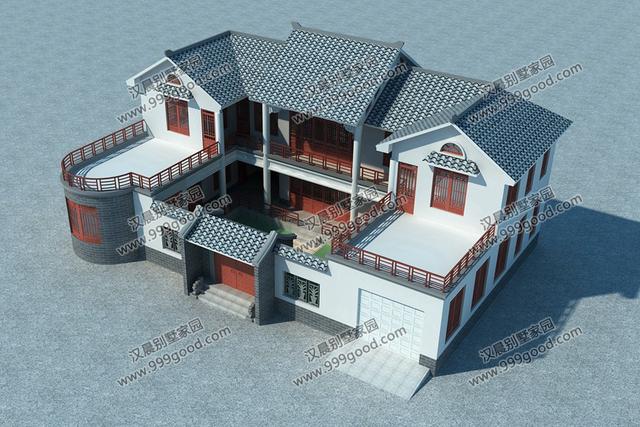 帶露臺中式三合院農(nóng)村別墅，2套帶車庫，占地170平的第2款才26萬