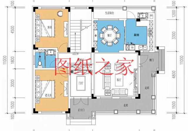 120平米二層別墅，12X10米戶型方正，喜歡就快點(diǎn)回家建房吧！