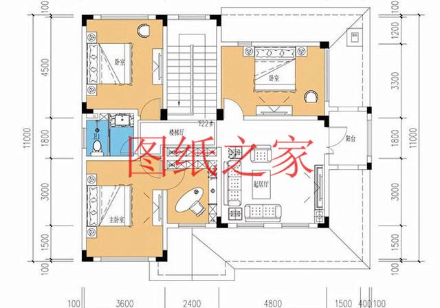 120平米二層別墅，12X10米戶型方正，喜歡就快點(diǎn)回家建房吧！