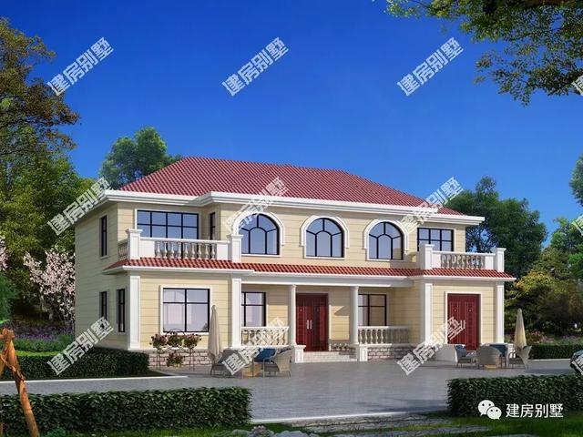 兩棟帶堂屋的農(nóng)村自建別墅設(shè)計圖，第一棟室內(nèi)共設(shè)計了8個臥室