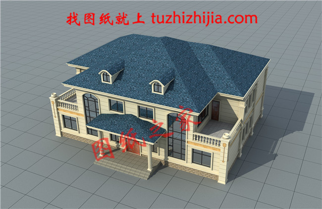 門廳共用二層歐式兄弟雙拼別墅圖片及施工圖