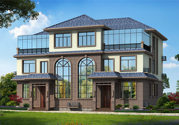 農(nóng)村三層雙拼別墅戶型圖及全套施工圖紙，帶書房，帶衣帽間