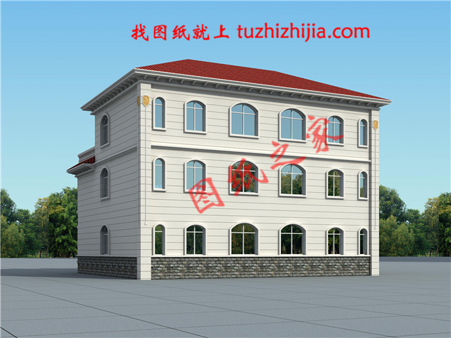 農(nóng)村三層雙拼別墅戶型圖設(shè)計(jì)圖，整體外觀氣派