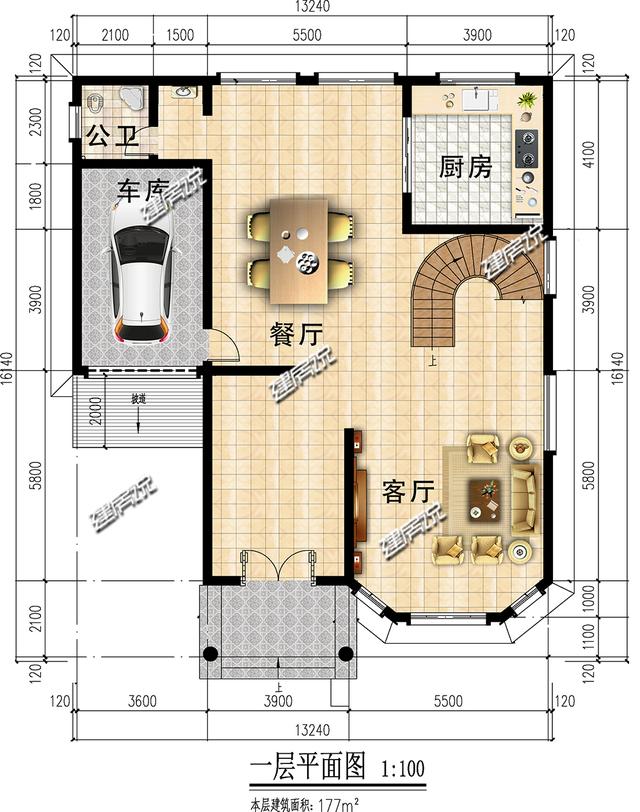 豪華大氣的新中式別墅設(shè)計(jì)圖，大落地窗帶車庫(kù)，很中意！