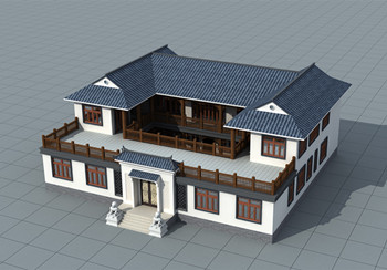 農(nóng)村兄弟雙拼二層四合院別墅設(shè)計(jì)圖，戶型左右對稱