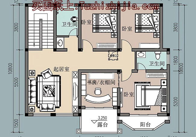 12x10米農(nóng)村建房圖紙，120平二層小洋樓設(shè)計(jì)圖