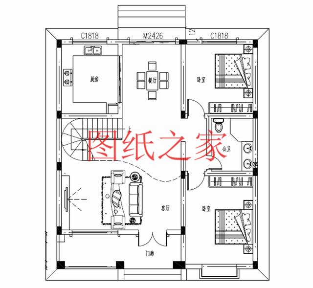 3套10X12米的農(nóng)村二層別墅，占地面積小，美觀大方又實用！