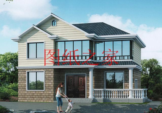 簡(jiǎn)潔實(shí)用的農(nóng)村二層別墅，非常適合宅基地是長(zhǎng)方形的家庭修建！