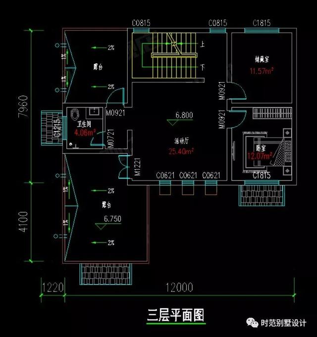 12x12米中式三層別墅，6室5廳還帶內(nèi)院和室內(nèi)車庫，適合農(nóng)村自建