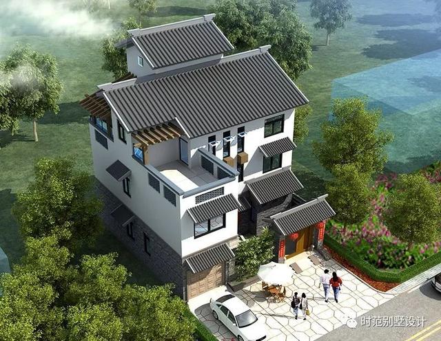12x12米中式三層別墅，6室5廳還帶內(nèi)院和室內(nèi)車庫，適合農(nóng)村自建
