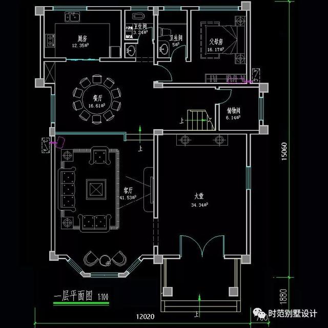 12x15米三層別墅設(shè)計6室三廳，帶堂屋露臺涼亭，大氣美觀，適合農(nóng)村自建
