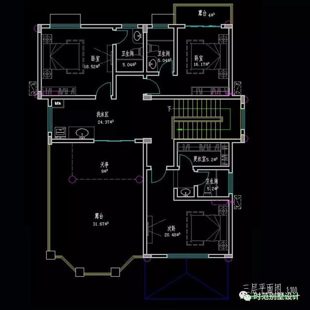12x15米三層別墅設(shè)計6室三廳，帶堂屋露臺涼亭，大氣美觀，適合農(nóng)村自建