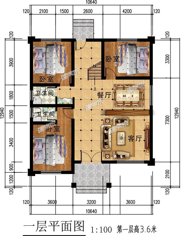 簡單大氣歐式三層別墅設計圖紙，大露臺多臥室，農(nóng)村人理想的家