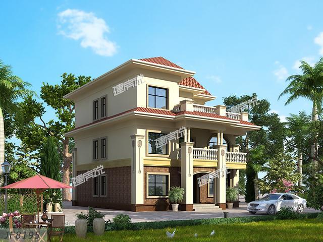 簡單大氣歐式三層別墅設計圖紙，大露臺多臥室，農(nóng)村人理想的家