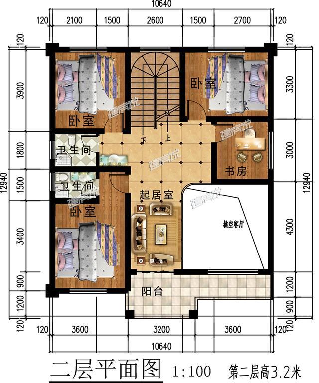 簡單大氣歐式三層別墅設計圖紙，大露臺多臥室，農(nóng)村人理想的家