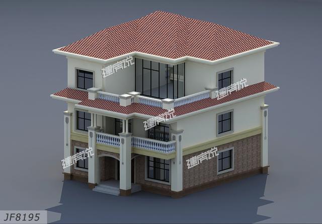 簡單大氣歐式三層別墅設計圖紙，大露臺多臥室，農(nóng)村人理想的家