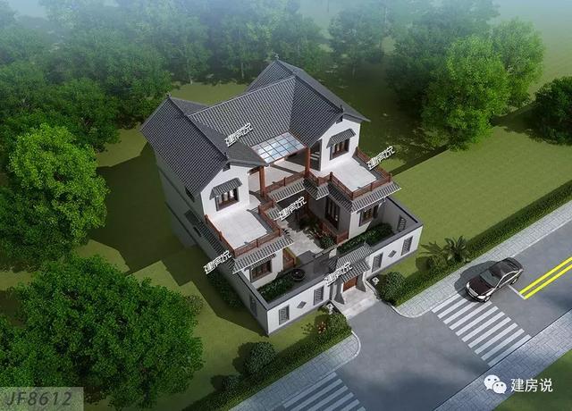 家里宅基地面積大，就蓋一棟四合院別墅，住得舒適又有面子