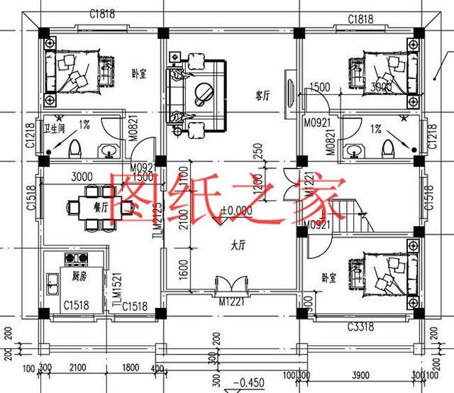 140平二層別墅，開間14米進(jìn)深10米左右，四面通透、好看又實用！