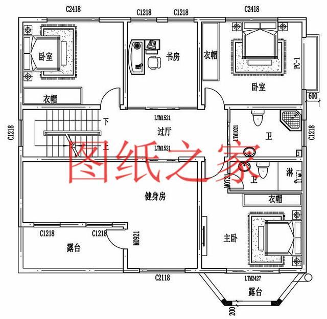 12X14米、14X12米兩種尺寸的三層別墅，適合人口較多的家庭修建！